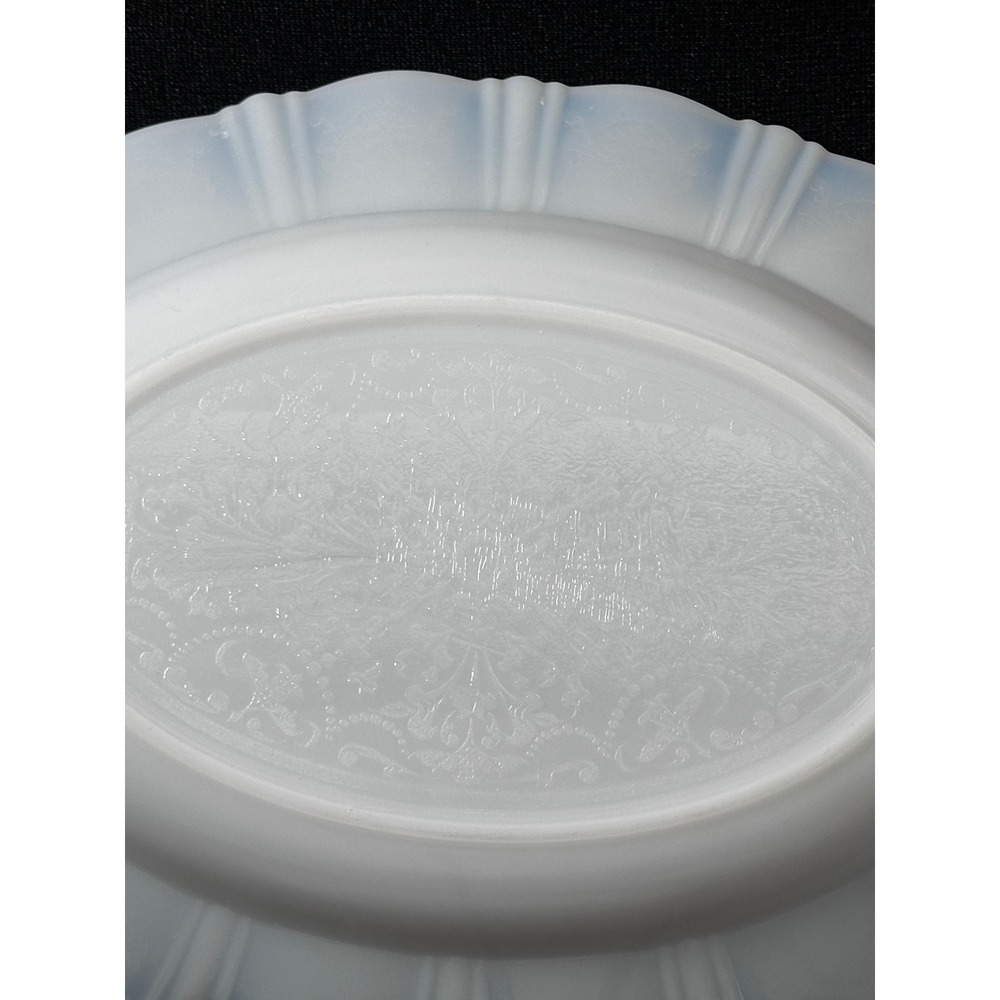 2 MacBeth-Evans Monax American Sweetheart etched Platters 13" Opalescent Glass - Picture 10 of 16
